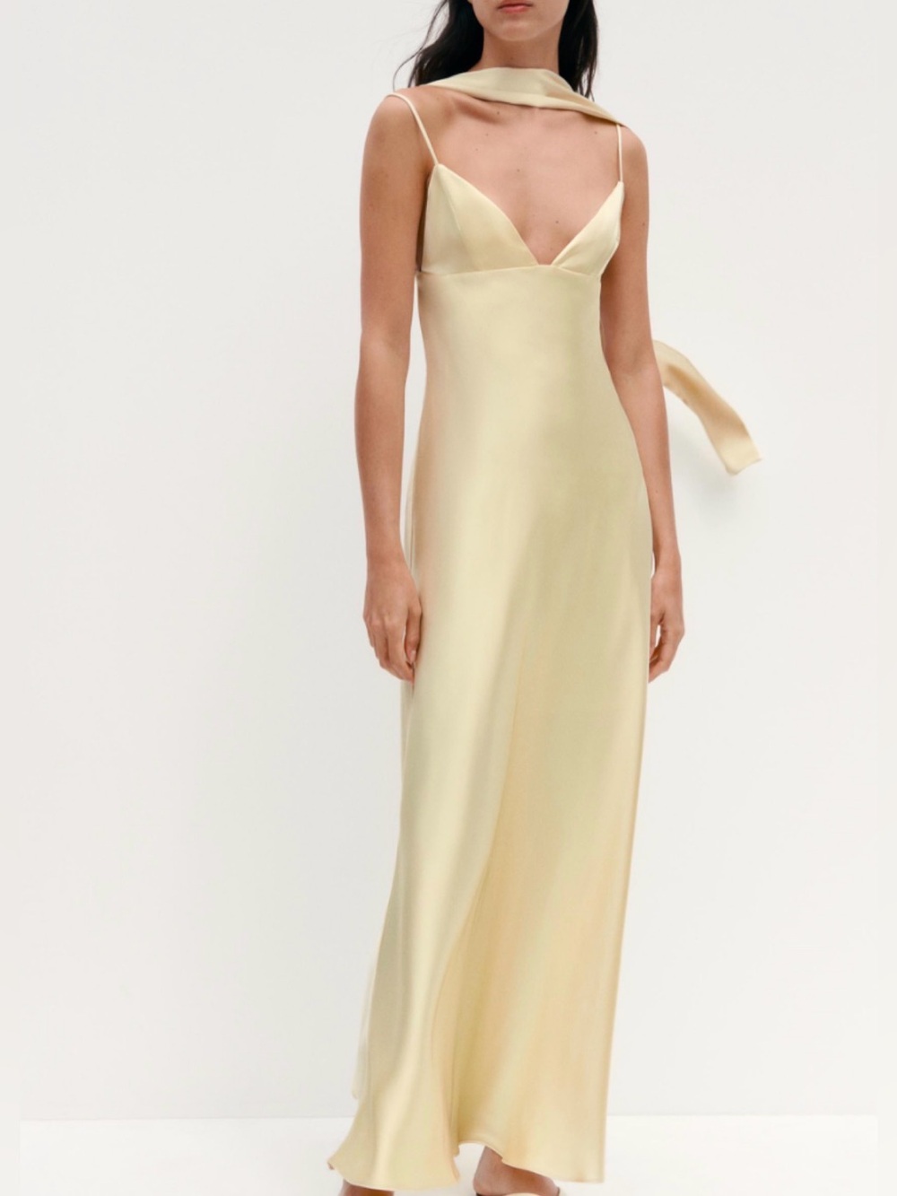 Nwt- zara- satin dress with scarf- XL